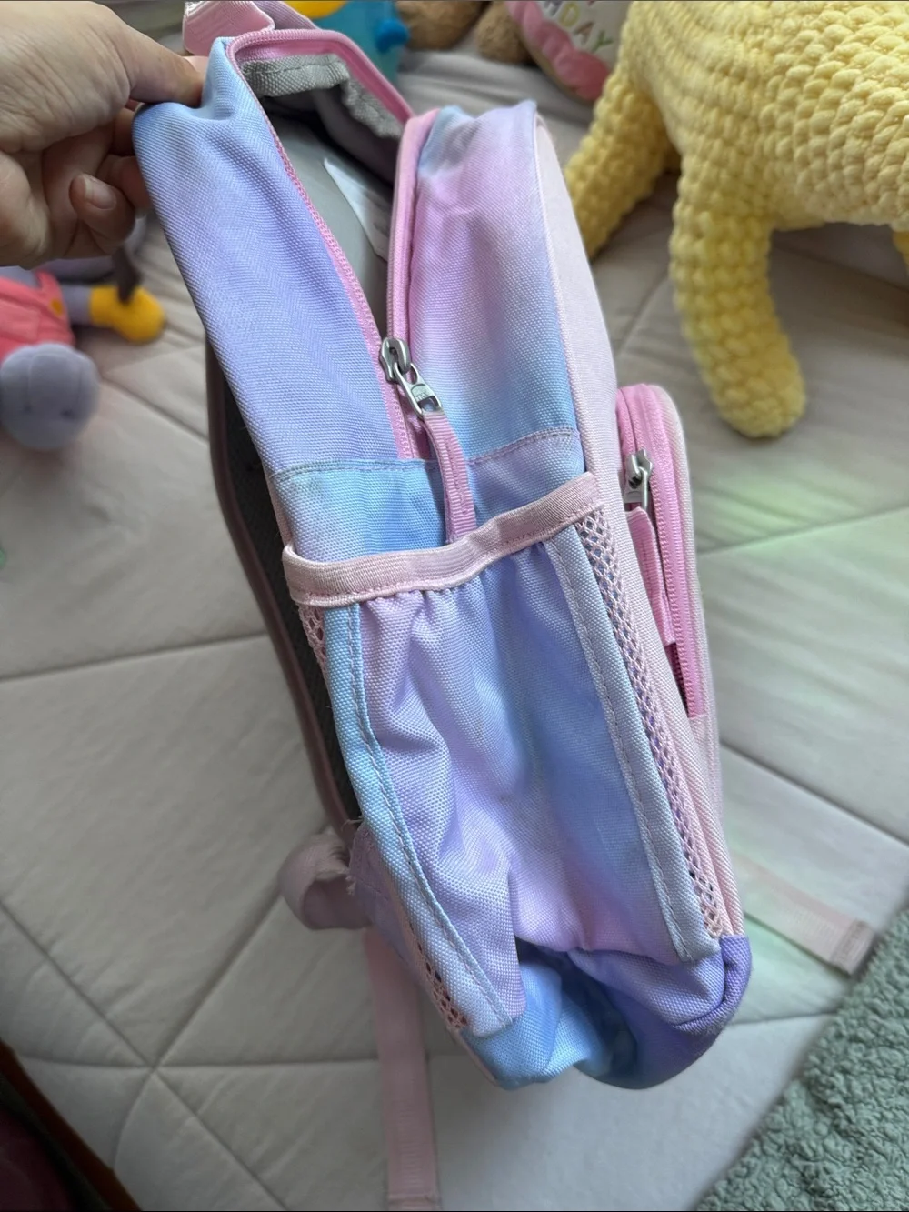 Pottery Barn Kids Pink Backpack with Iridescent Heart Windows